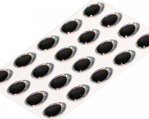 3D Epoxy Teardrop Eyes, Rainbow Silver, 7 mm